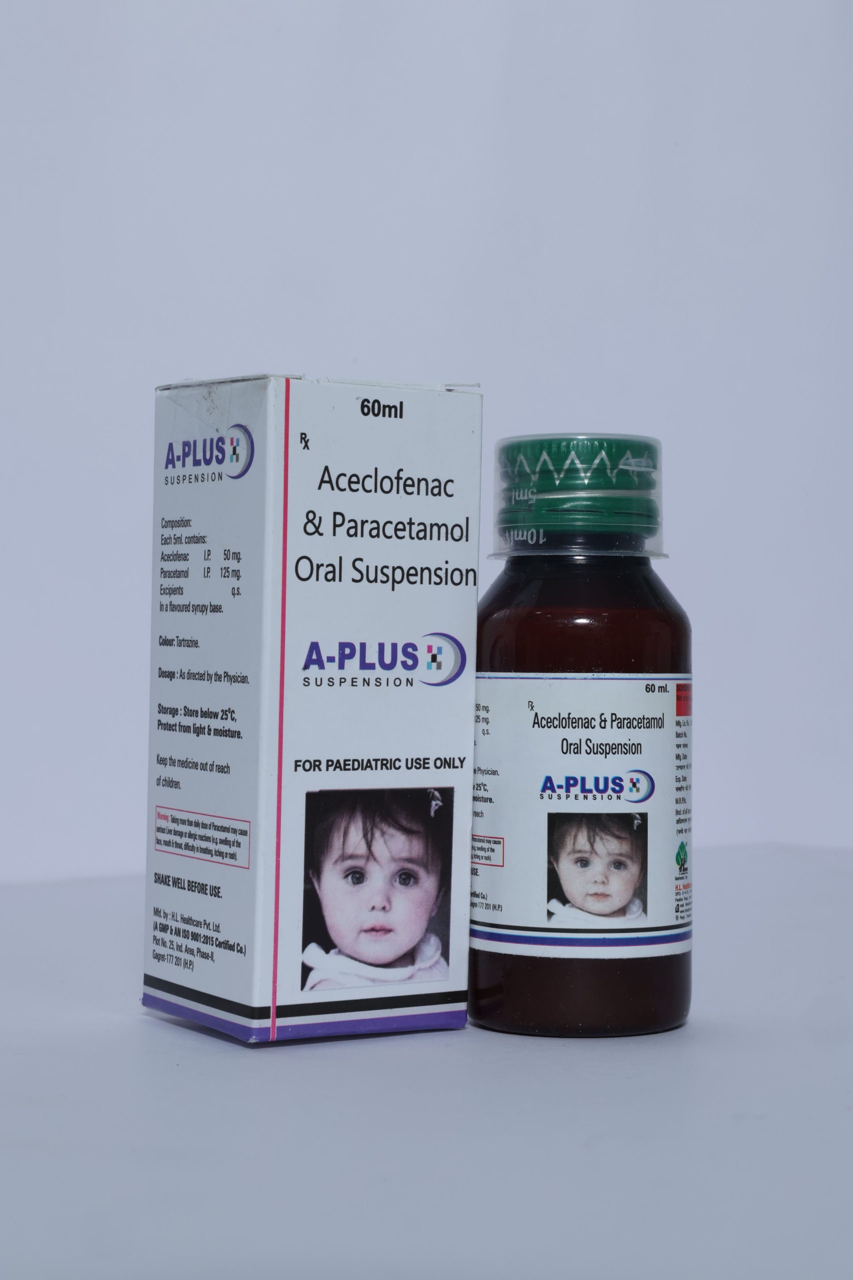 Aceclofenac 50mg + Paracetamol 125mg Syrup