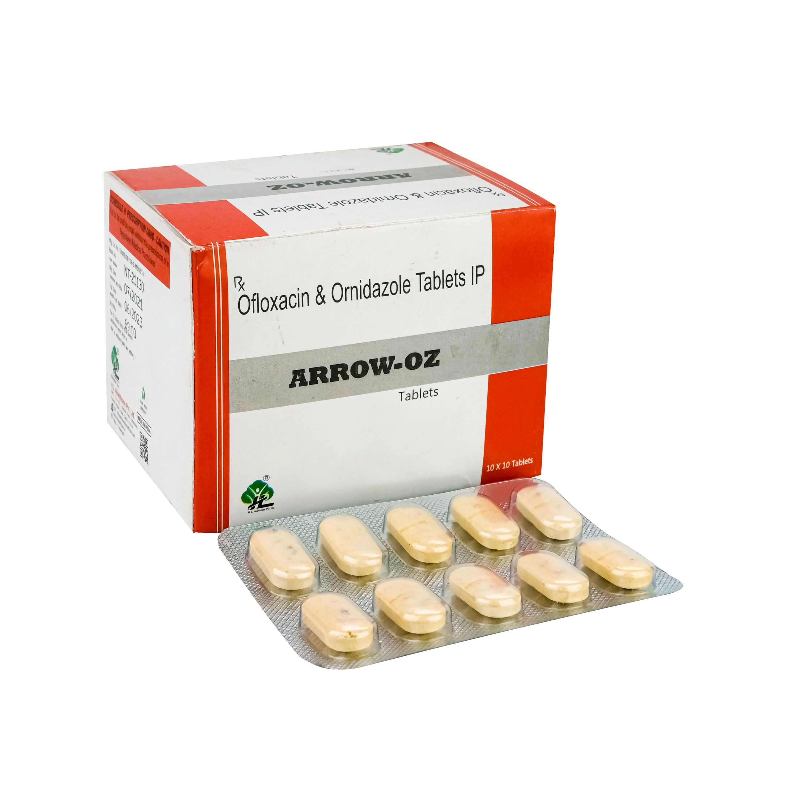 Ofloxacin 200mg and Ornidazole 500mg Tablets
