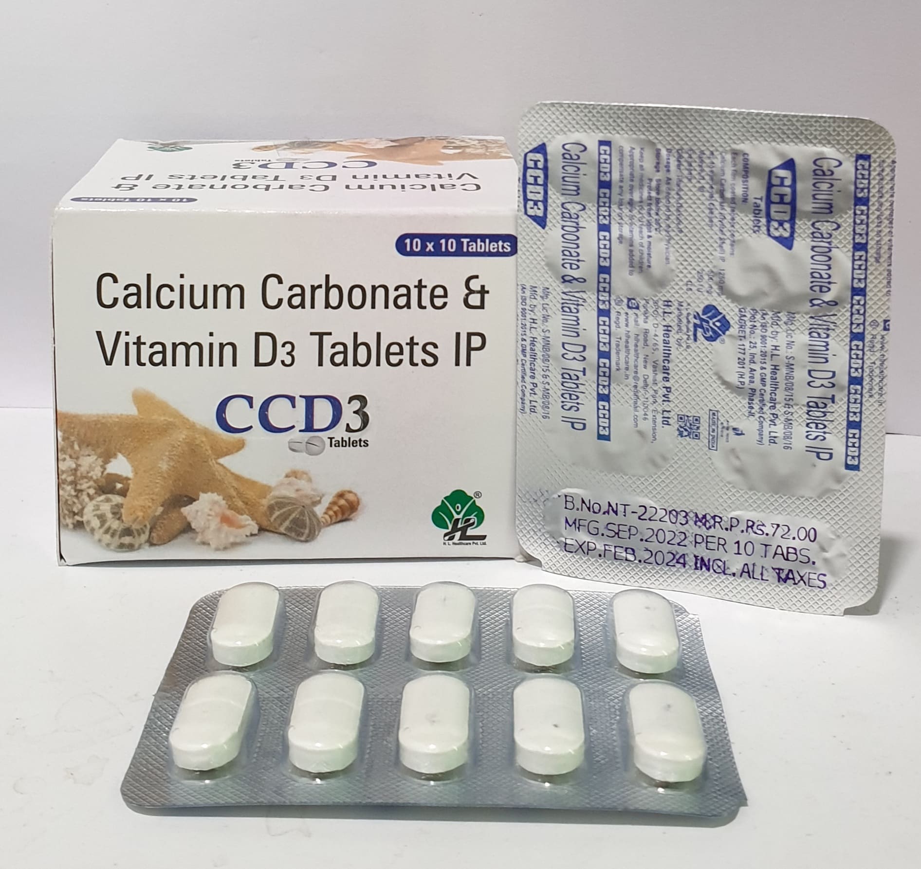 Carbonate 500mg +Vitamine D3 250 i.u Tablets